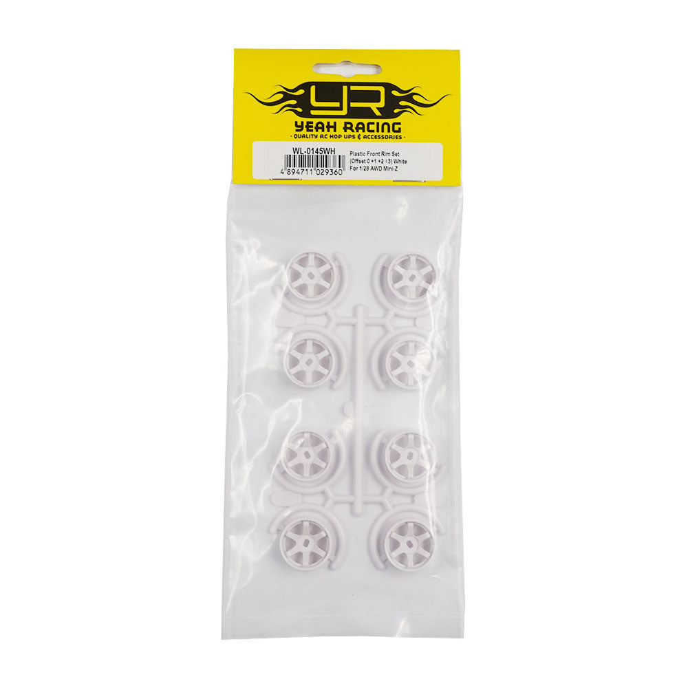 Yeah Racing WL-0145WH PLASTIC NARROW RIM SET 8.5MM (OFFSET 0 +1 +2 +3) WHITE FOR 1/28 AWD MINI-Z