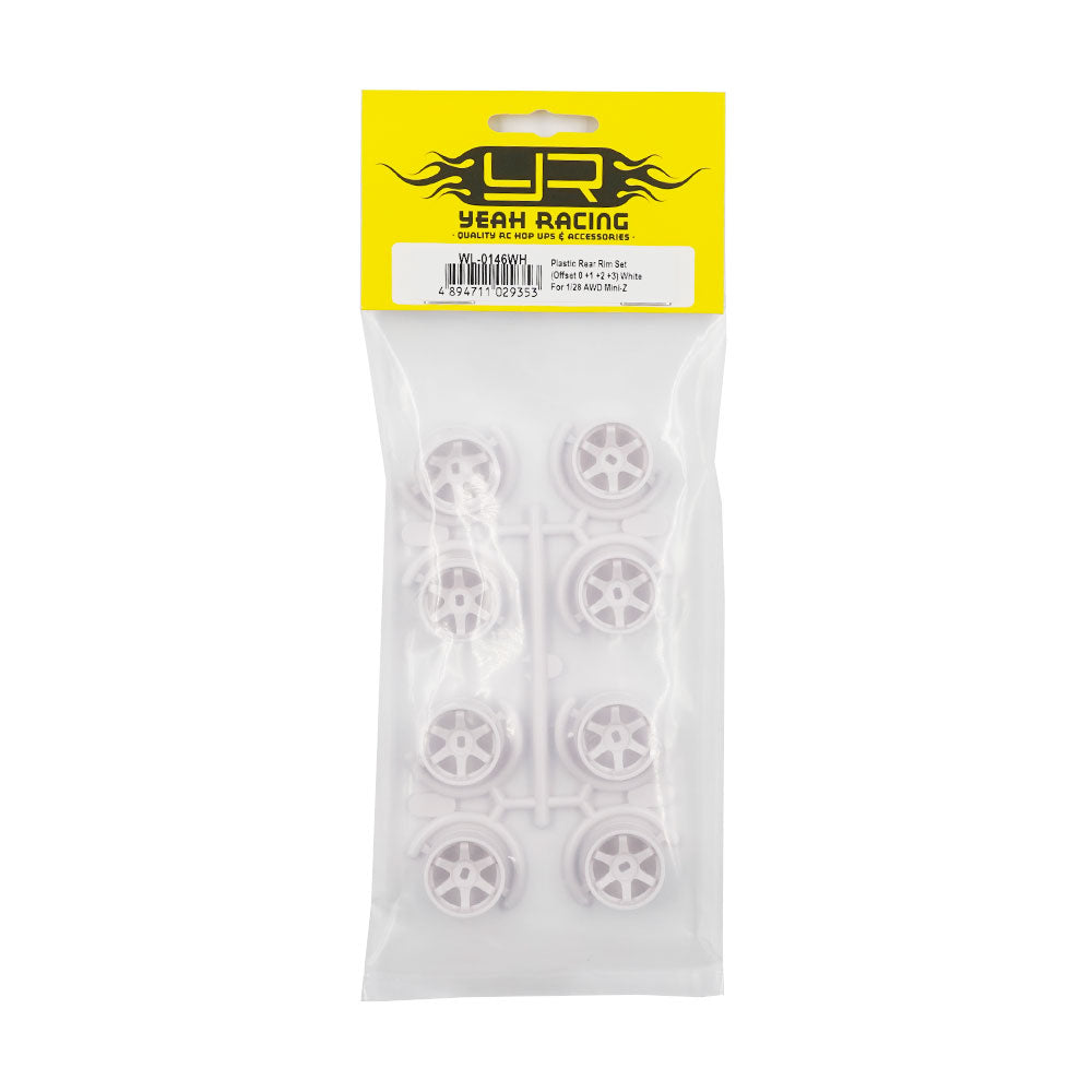 Yeah Racing WL-0146WH PLASTIC WIDE RIM SET 11MM (OFFSET 0 +1 +2 +3) WHITE FOR 1/28 AWD MINI-Z