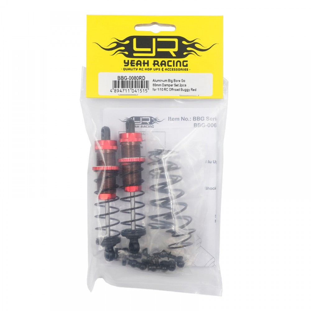 Yeah Racing BBG-0080RD ALUMINIO BIG BORE GO 80MM JUEGO DE AMORTIGUADORES 2PCS PARA 1/10 RC OFFROAD BUGGY ROJO