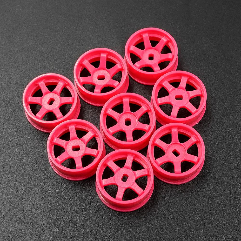 Yeah Racing WL-0168FPK PLASTIC WIDE RIM SET 11MM (OFFSET 0 +1 +2 +3) FLORESCENT PINK FOR 1/28 AWD MINI-Z