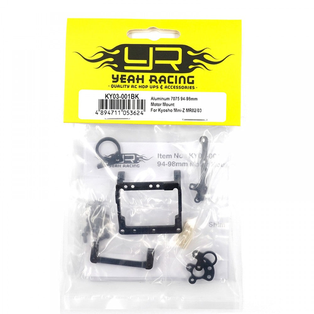 YEAH RACING KY03-001BK ALUMINUM 7075 94-98MM MOTOR MOUNT FOR KYOSHO MINI-Z MR02/03/04