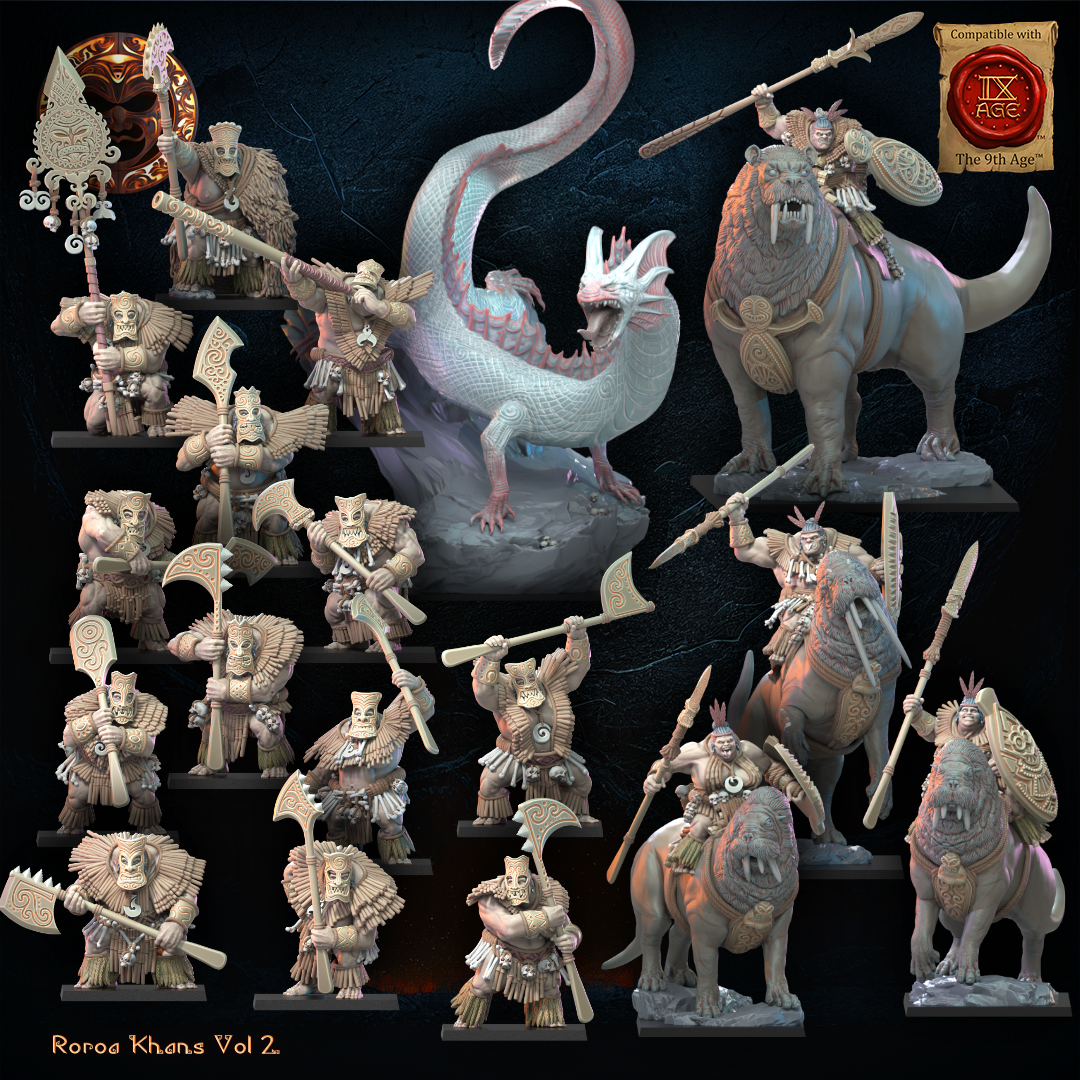 3D Printed Roroa Khans Tiki Regiment by Lost Kingdom Miniatures
