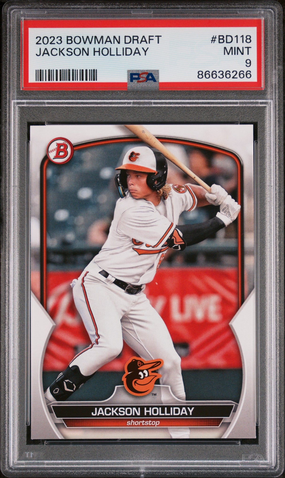 2023 BOWMAN DRAFT JACKSON HOLLIDAY #BD118 - PSA 9 ROOKIE CARD