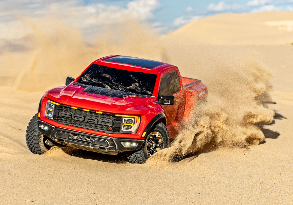 Traxxas 101076-4 RED Ford Raptor R: 4X4 VXL 1/10 Escala 4X4 Réplica de camión sin escobillas