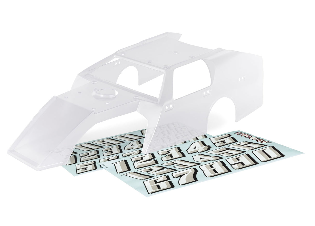 TRAXXAS 10411 Body, Slash Modified (clear, trimmed, requires painting)/ decal sheets