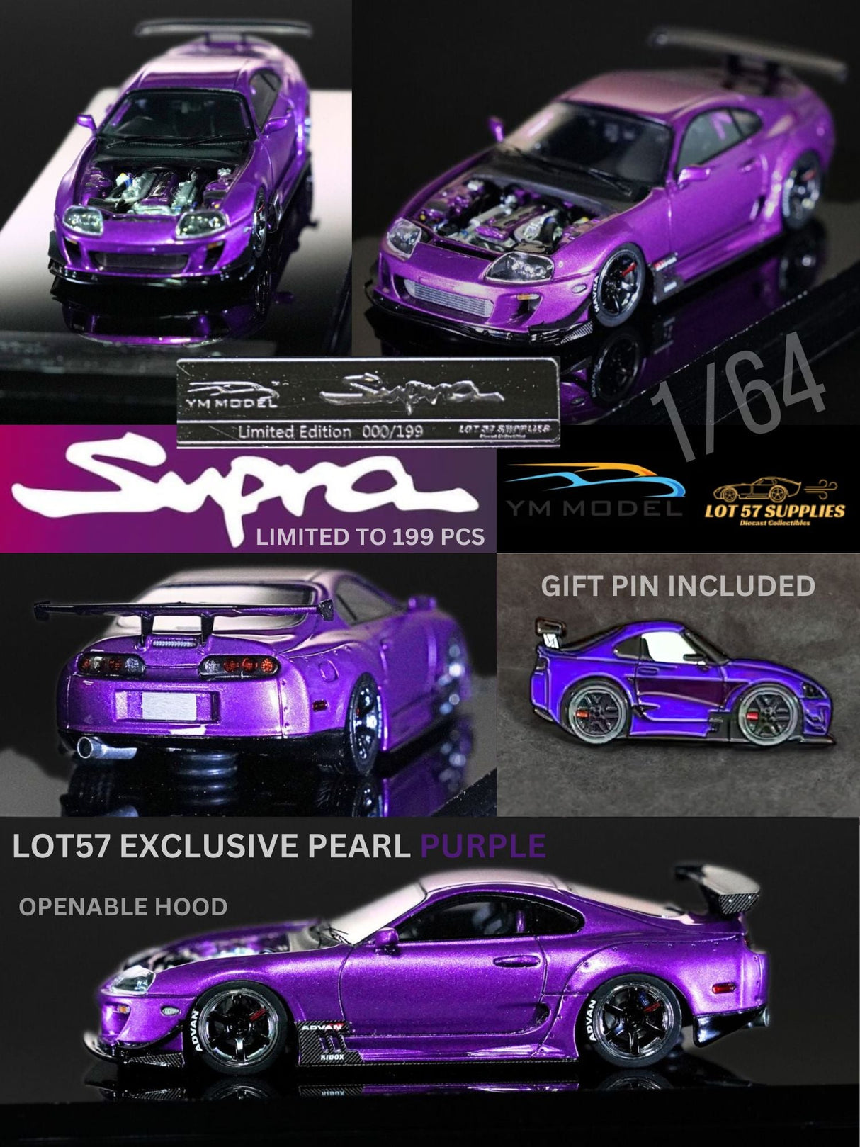 YM Model x Lot 57 Toyota Supra JZA80 1:64