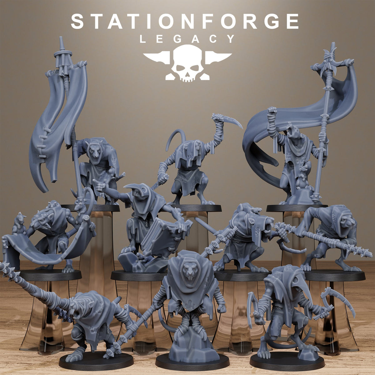 3D Printed Rotfang Plague Bearers by Stationforge Legacy Miniatures