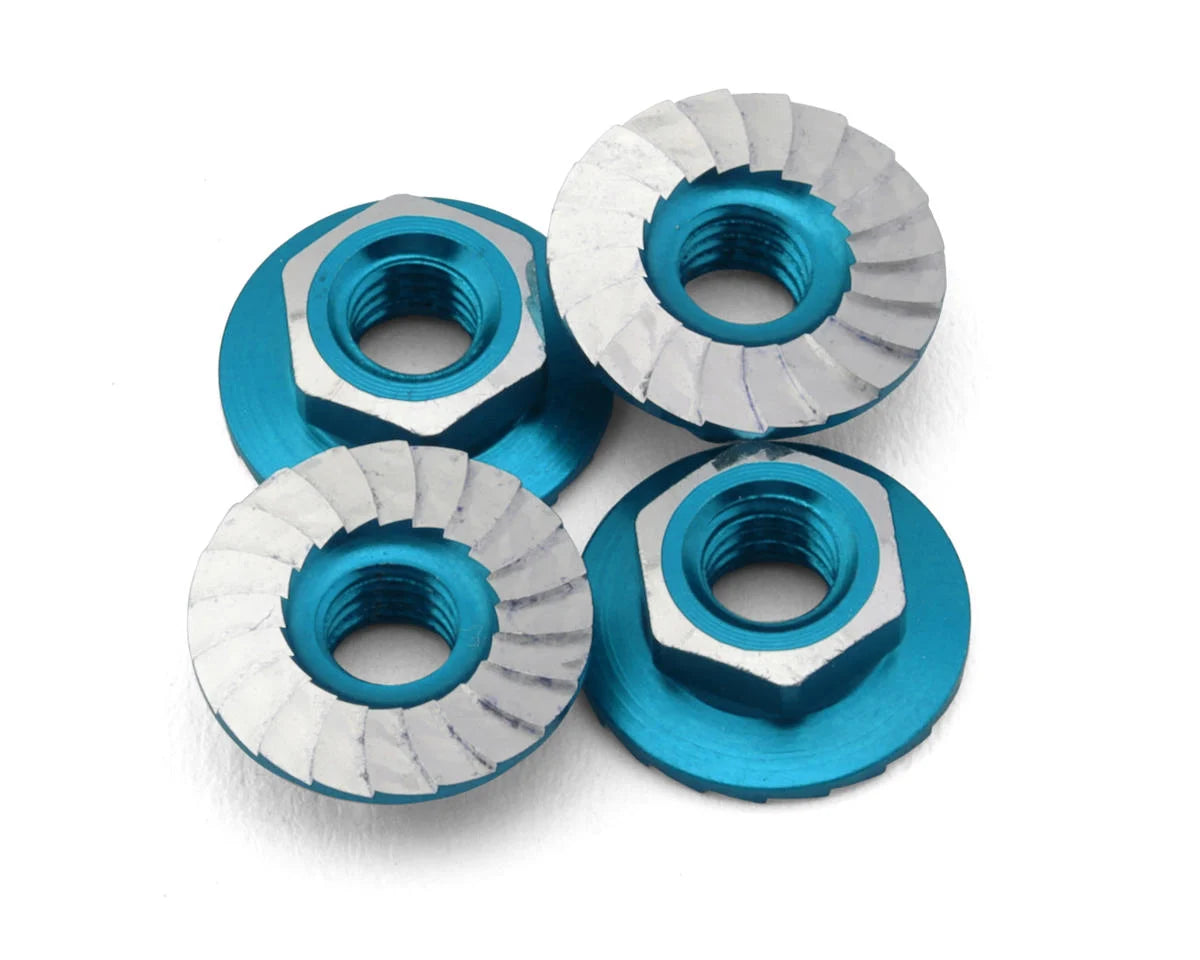 1UP Racing 1UP870201 4mm "Lockdown" Serrated Aluminum Wheel Nuts (Bright Blue) (4)