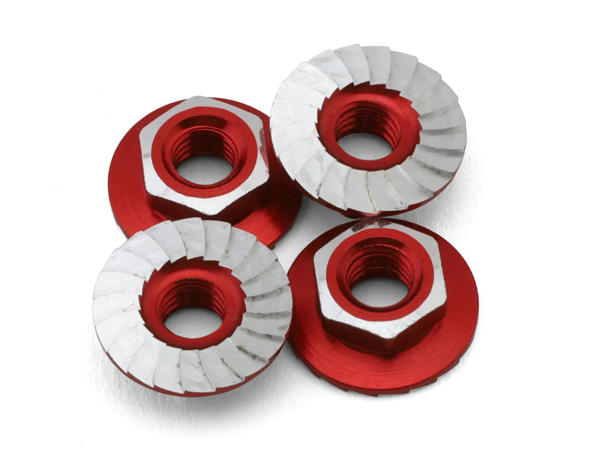 1UP Racing 1UP870501 4mm "Lockdown" Serrated Aluminum Wheel Nuts (Red) (4)