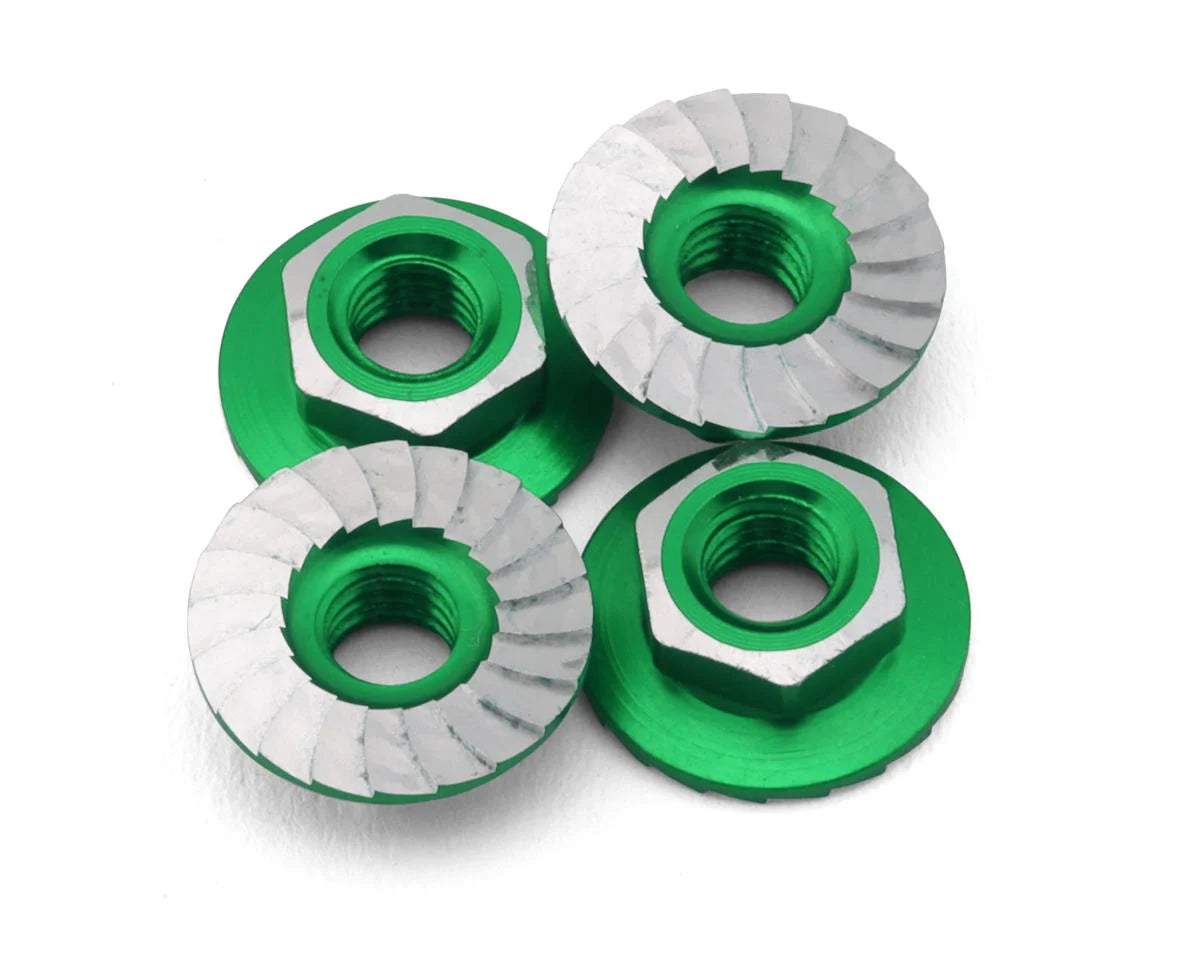 1UP Racing 1UP870801 4mm "Lockdown" Serrated Aluminum Wheel Nuts (Green) (4)