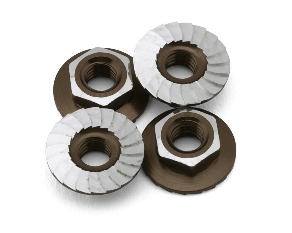 1UP Racing 1UP870901 4mm "Lockdown" Serrated Aluminum Wheel Nuts (Gunmetal) (4)