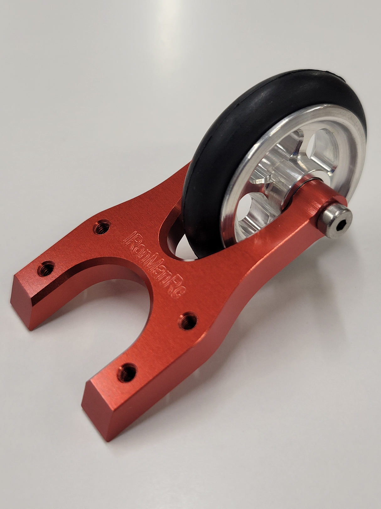 IRonManRc UNIVERSAL Wheelie Bar HORSESHOE w/ Mercedez WHEEL & TIRE *CANDY RED*