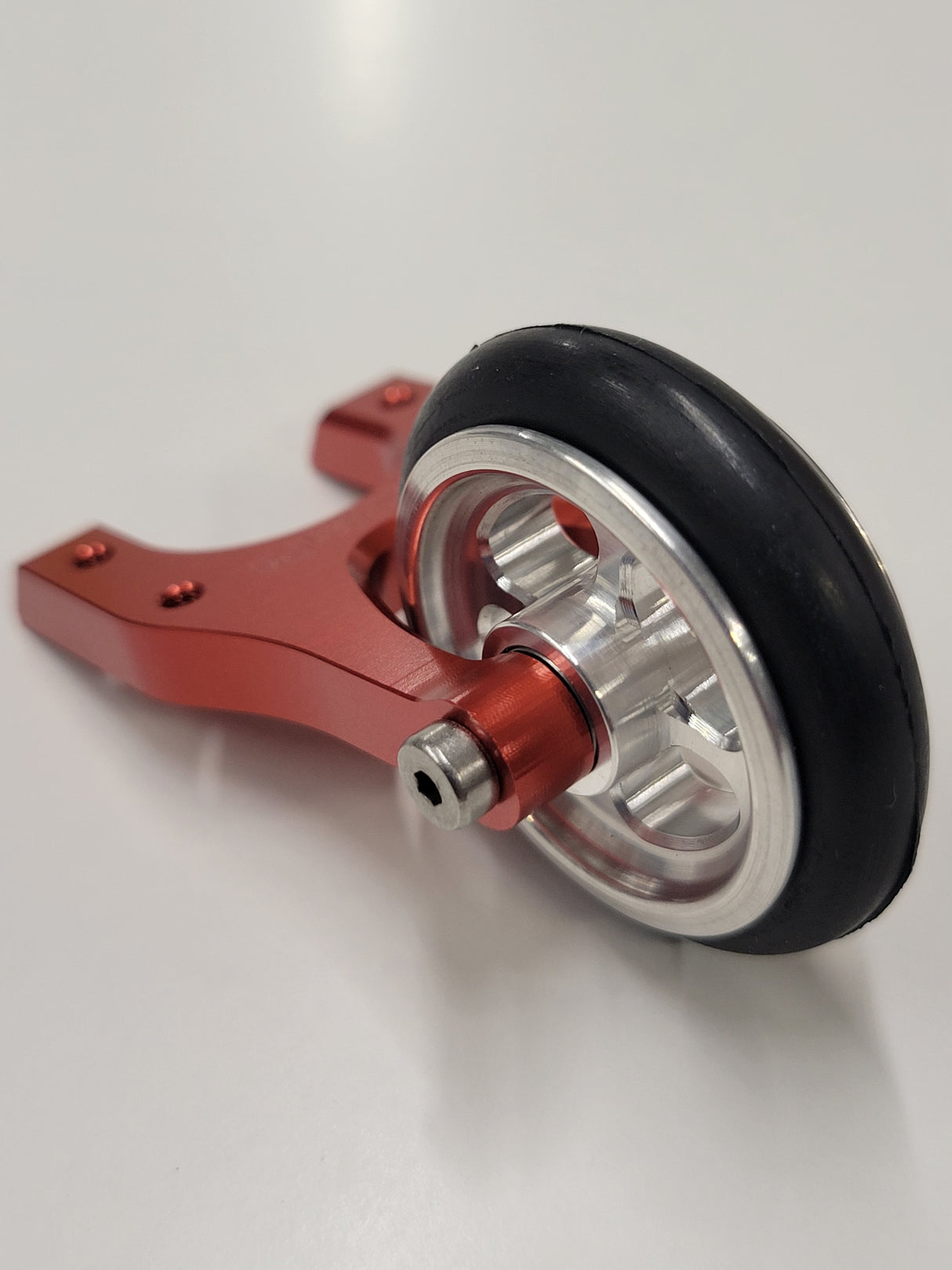 IRonManRc UNIVERSAL Wheelie Bar HORSESHOE w/ Mercedez WHEEL & TIRE *CANDY RED*