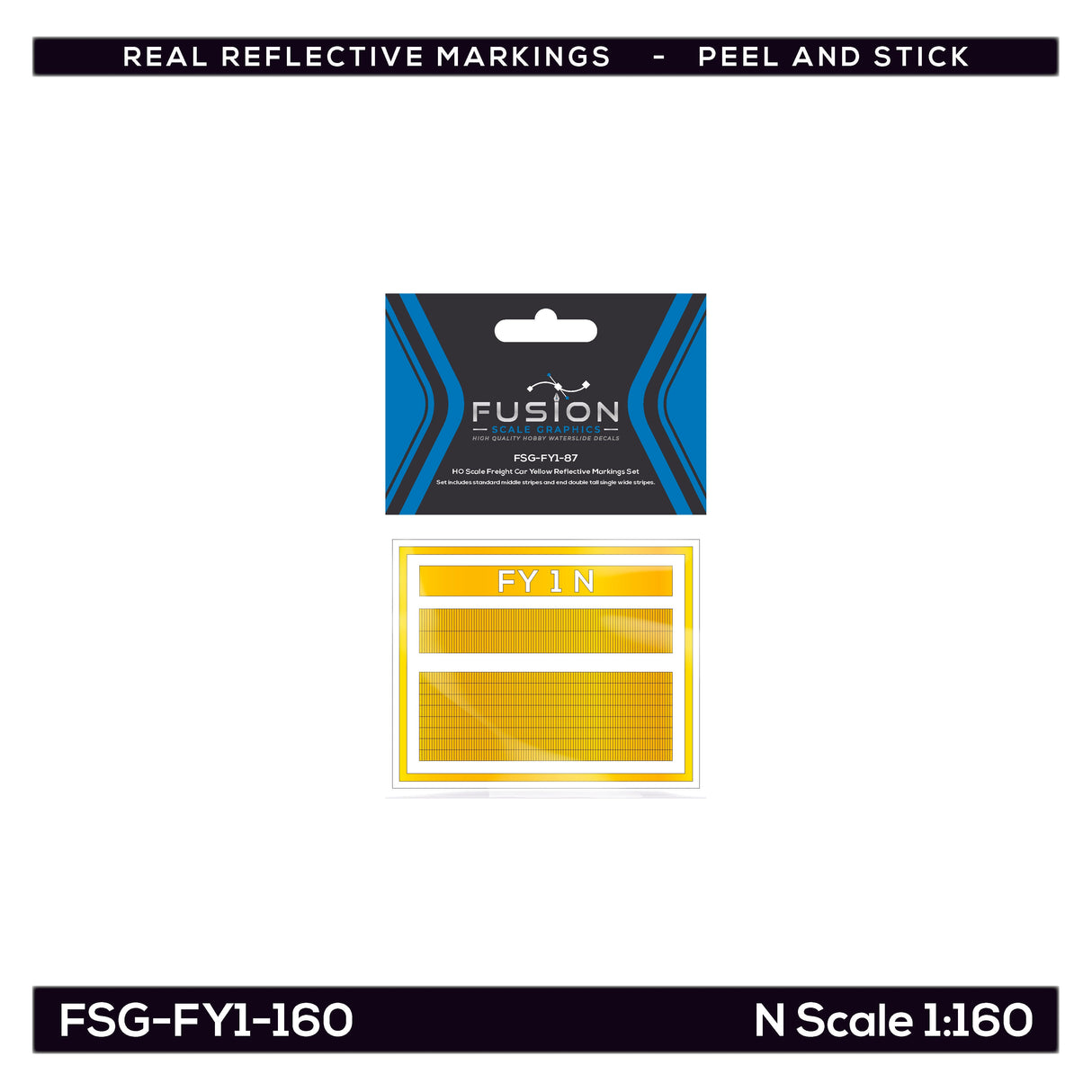 N Scale Railroad Freight Car Yellow Reflective Markings Set