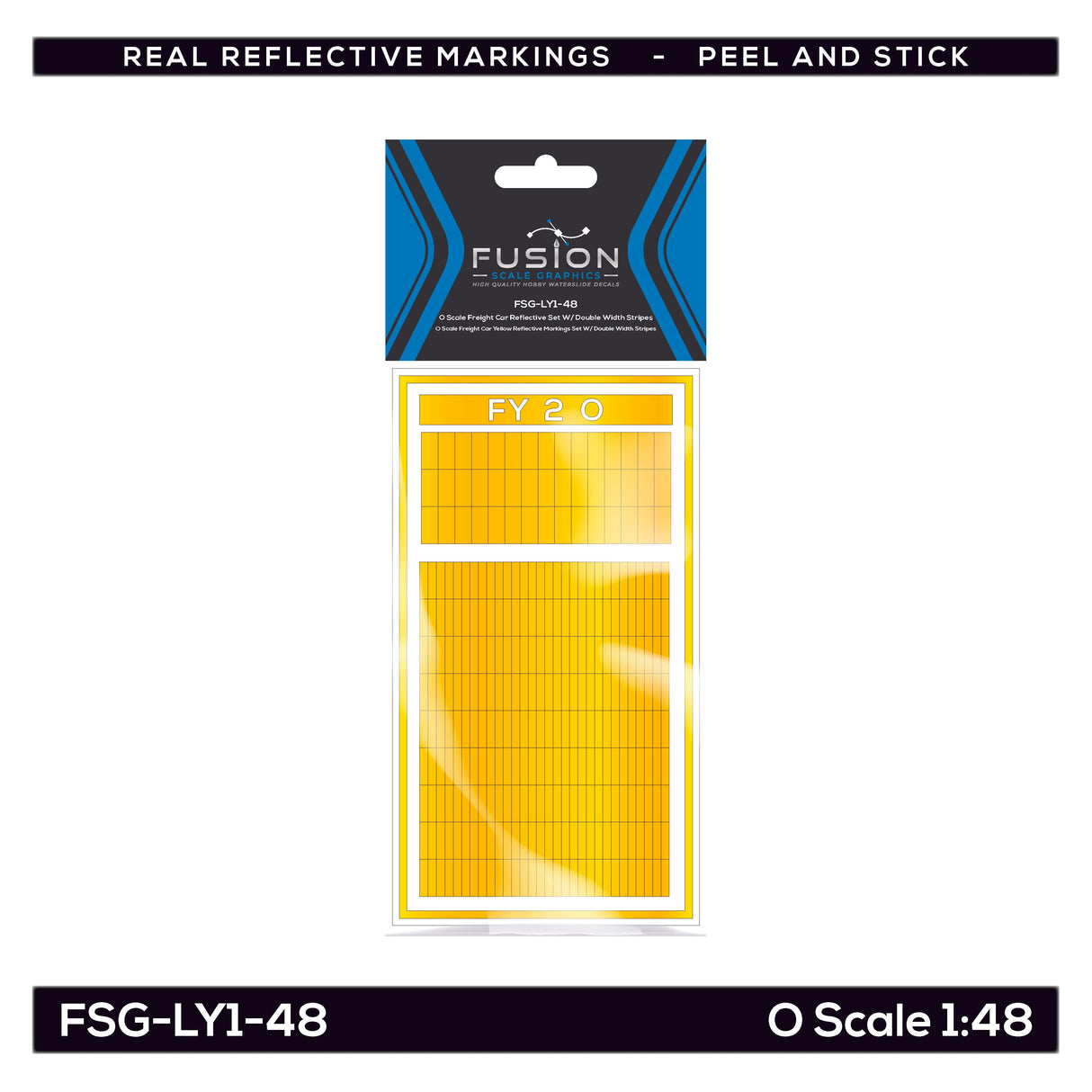 O Scale Railroad Freight Car Yellow Reflective Markings Set W/ Double Width Stripes