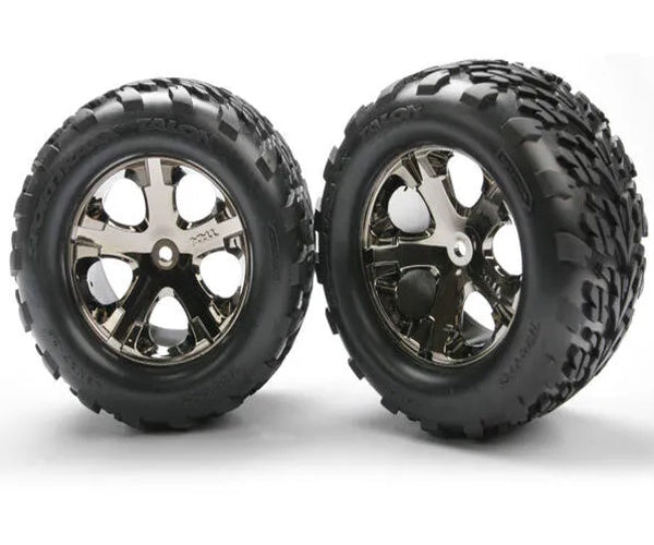Traxxas TRA3668A Rear All-Star BK Chrome Wheels w/Talon Tires Stampede VXL / XL5