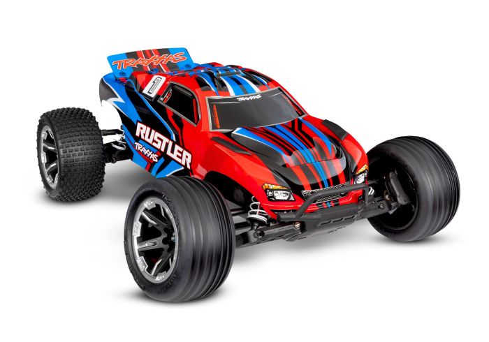 TRAXXAS 37254-8 RED Rustler 2WD HD w/USB-C