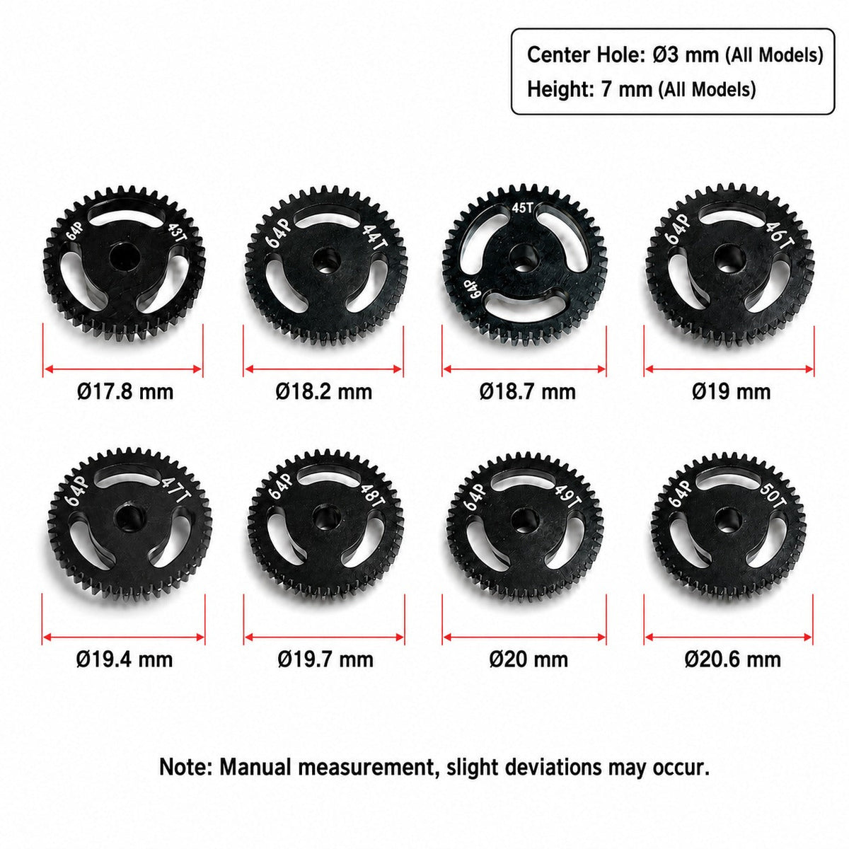 Powerhobby 64P 45T 3MM Bore Pinion Gear Hardened Steel