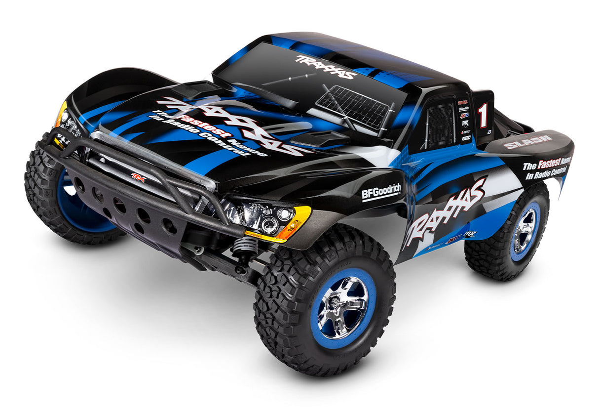 Traxxas 58034-8 Blue Slash Camión de recorrido corto 2WD escala 1/10 con USB-C