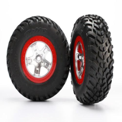 Traxxas 5873R Mounted Rear Wheels & S1 Compound Tires (2) Slash 4X4