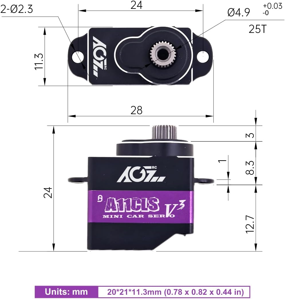 AGFRC Mini-Z-Car Micro Steering Servo - 11g Upgrade Programmable 0.050sec High Speed Full Metal Gear Mini Digital Coreless Servo, Control Angle 180° (A11CLS V3)