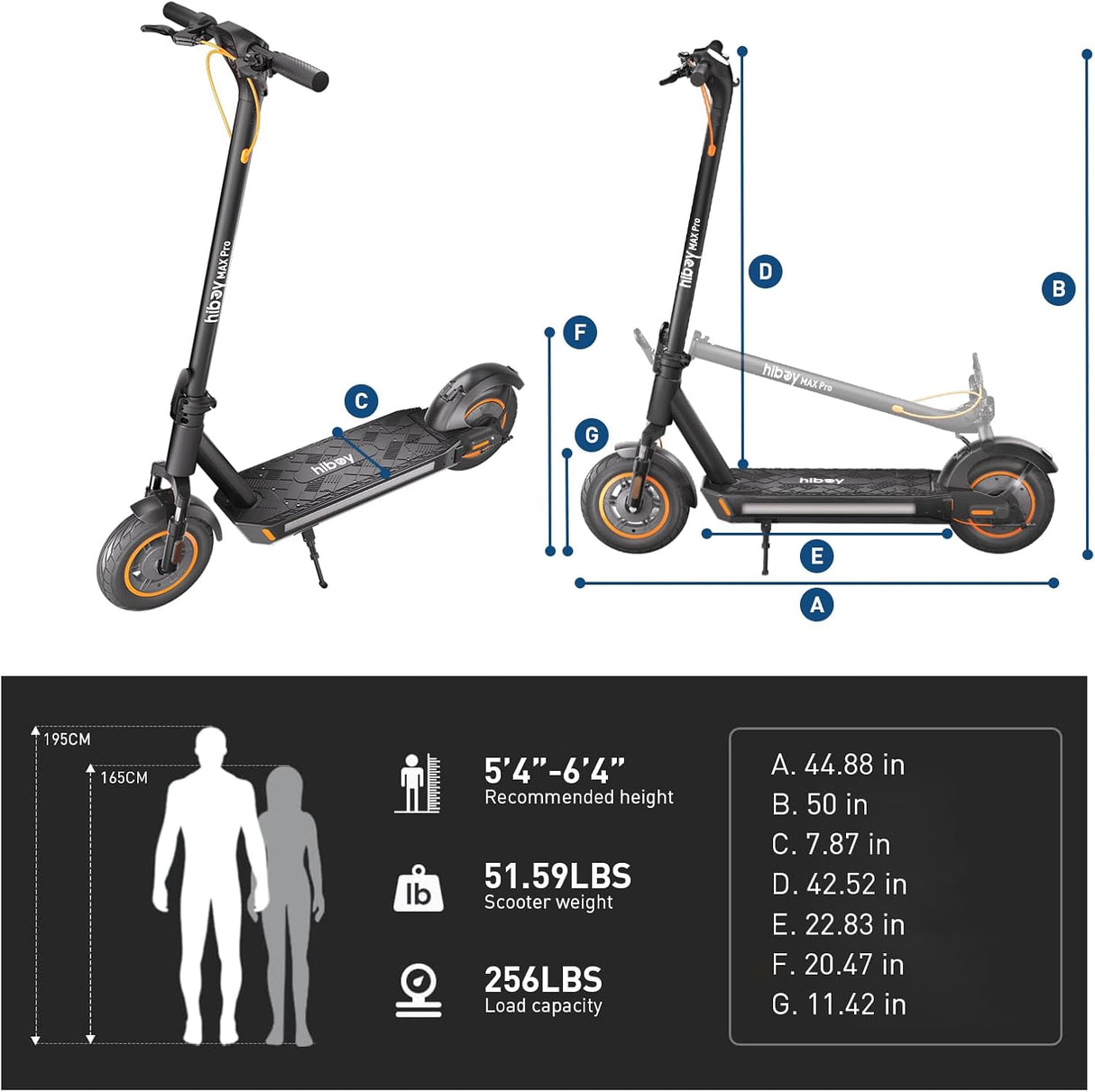 Hiboy MAX Pro Electric Scooter, 46.6 Mi Long Range, 22 MPH Power by 650W MAX Motor, 11'' Pneumatic Tires, Split Hub Design, Dual Suspension, 265lbs MAX Load, Commuting Electric Scooter for Adults