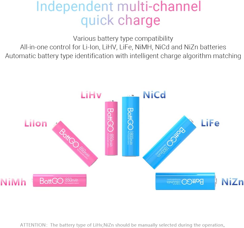 ISDT LCD Display Universal Battery Charger N8 8-Slot Speedy Smart Fast Charger Rechargeable AAA/AA Li-lon LiHv Ni-MH Ni-Cd