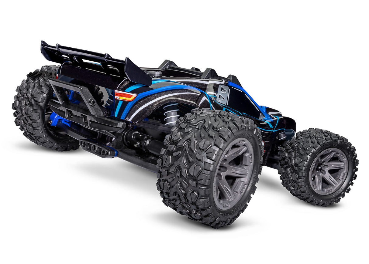 Traxxas 67164-4 Blue Rustler 4X4 Camion de stade 4 roues motrices sans balais à l'échelle 1/10