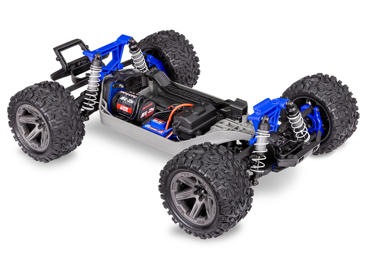 Traxxas 67164-4 Blue Rustler 4X4 Camion de stade 4 roues motrices sans balais à l'échelle 1/10