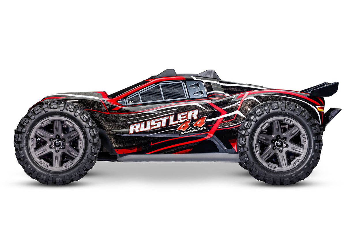 Traxxas 67164-4 RED Rustler 4X4 BL-2s : camion de stade 4 roues motrices à l'échelle 1/10
