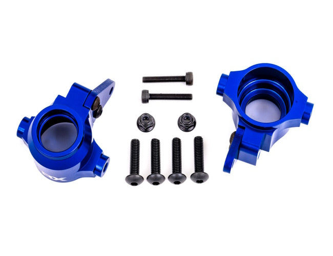 Traxxas 9635X Steering blocks, 6061-T6 aluminum (Blue-anodized), left & right