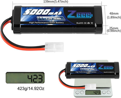 Zeee 7.2V 5000mAh NiMH Battery with Tamiya Plug 6-Cell