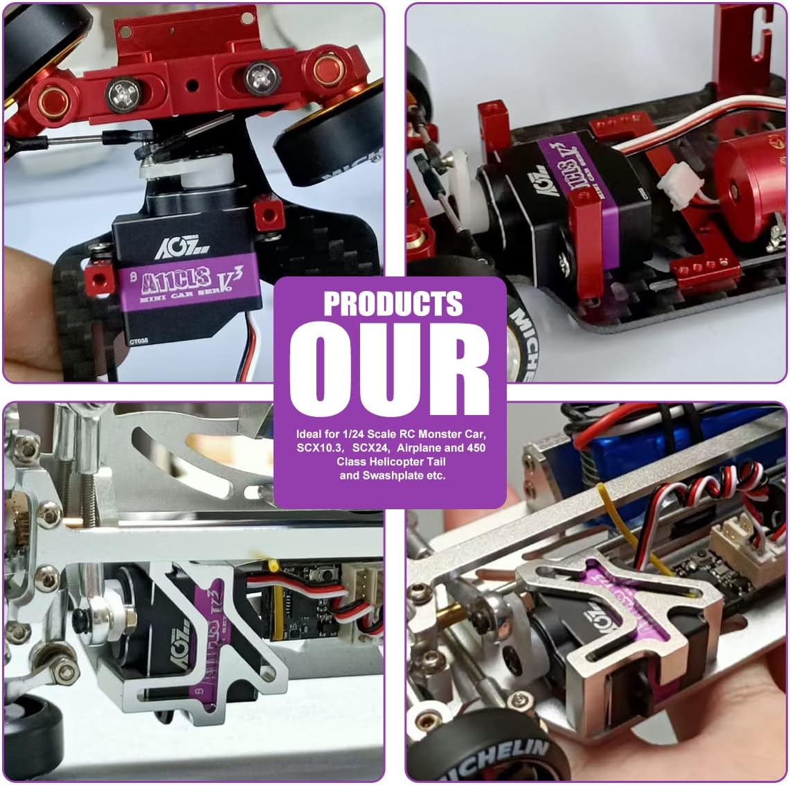 AGFRC Mini-Z-Car Micro Steering Servo - 11g Upgrade Programmable 0.050sec High Speed Full Metal Gear Mini Digital Coreless Servo, Control Angle 180° (A11CLS V3)