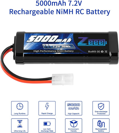 Zeee 7.2V 5000mAh NiMH Battery with Tamiya Plug 6-Cell