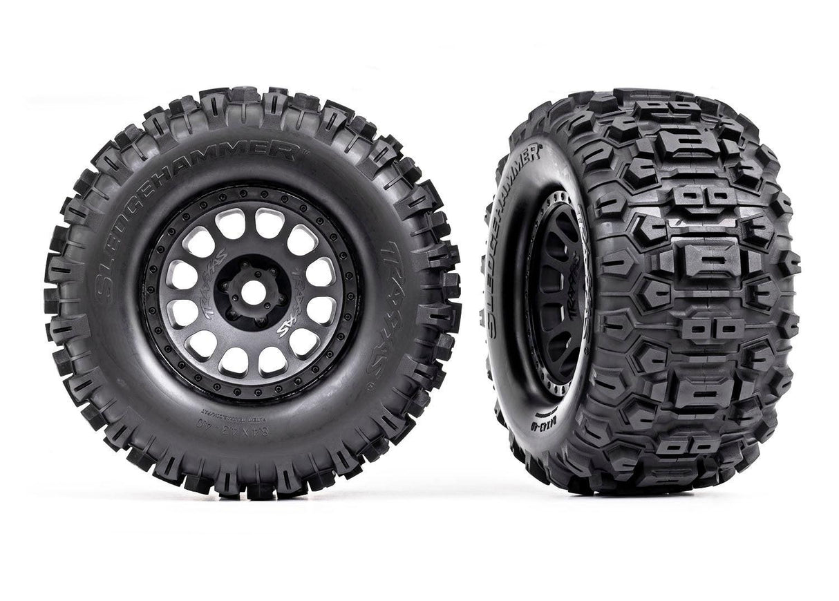 Traxxas 7876 XRT Matte Black Wheels w/ Sledgehammer Tires (2)