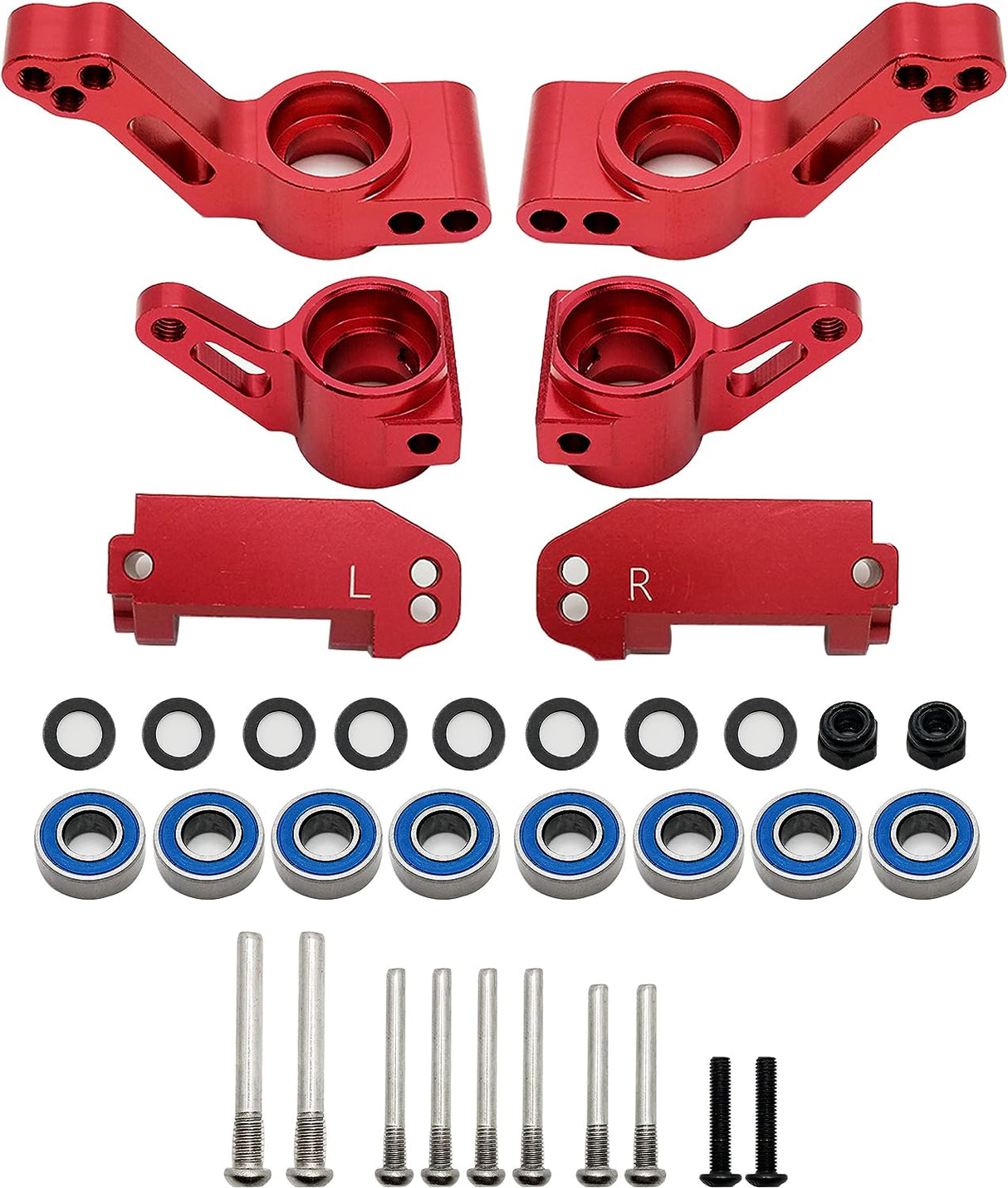IHN – bloc de roulettes avant et blocs de direction en aluminium rouge, supports d'essieu arrière avec roulements à billes Traxxas 2WD Slash Rustler