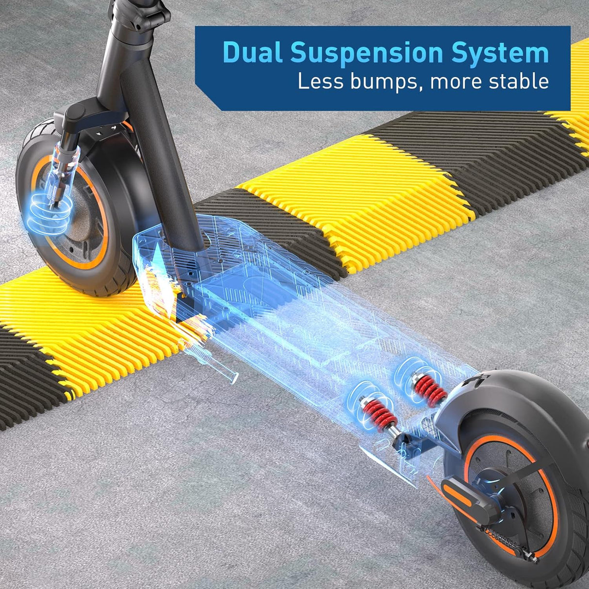 Hiboy MAX Pro Electric Scooter, 46.6 Mi Long Range, 22 MPH Power by 650W MAX Motor, 11'' Pneumatic Tires, Split Hub Design, Dual Suspension, 265lbs MAX Load, Commuting Electric Scooter for Adults