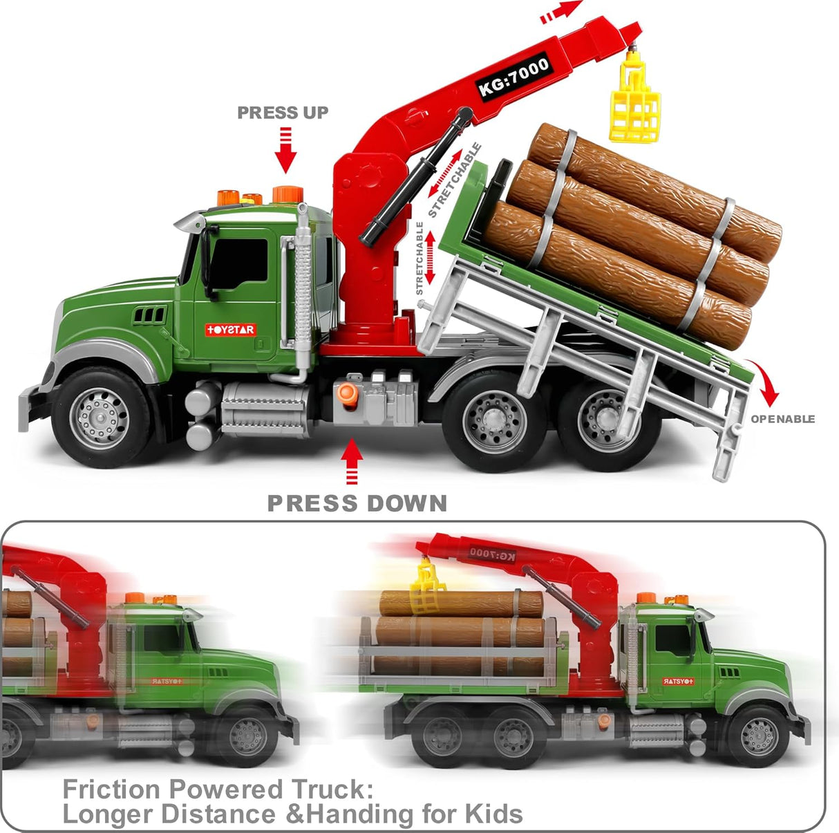Dowilin Large Timber Truck with Loading Crane and 6 Trunks