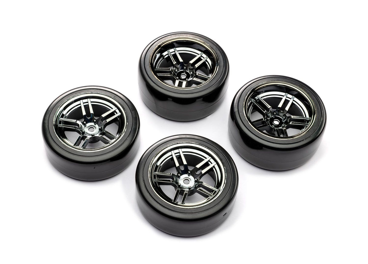 Traxxas 8378 1.9" Black Chrome Split-Spoke Wheels & Drift Tires (4)