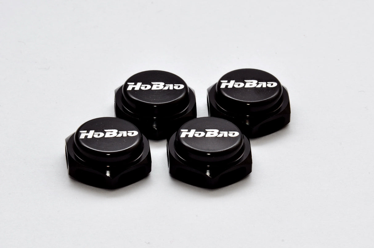 Hobao 87230B ÉCROU DE ROUE À CAPUCHON 17 mm (NOIR), 4 PIÈCES / PAS 1,25 mm
