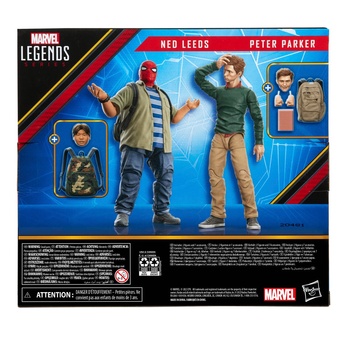 Spider-Man Homecoming Marvel Legends Ned Leeds and Peter Parker 6-inch Action Figure 2-Pack