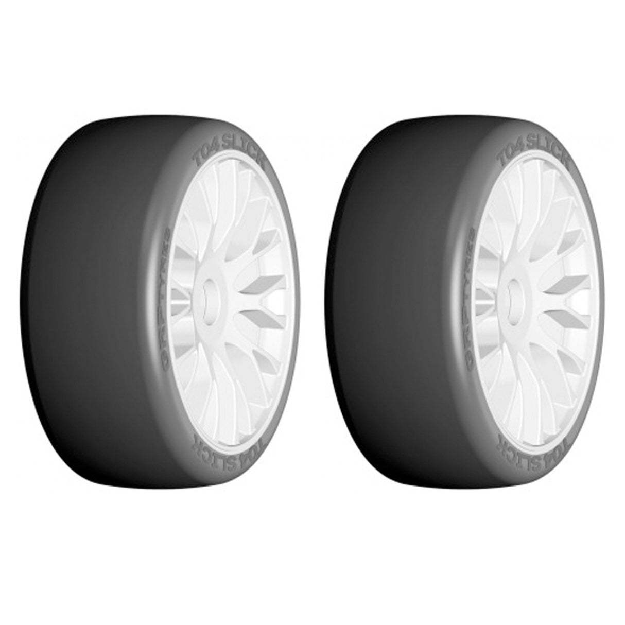 GRP GTH04-XM4 1/8 GT T04 SLICK XM4 Soft Medium Tires w/ 20 Spoked White Wheel (4)