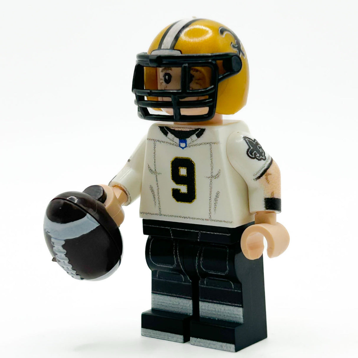 #9 QB New Orleans Football Player Minifig made using LEGO parts - B3 Customs