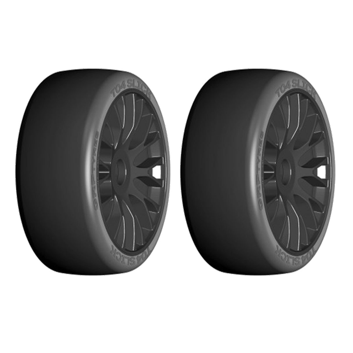 GRP GTX04-XM7 1:8 GT T04 SLICK XM7 Medium Hard Tire w/ 20 Spoked Black Wheel (4)