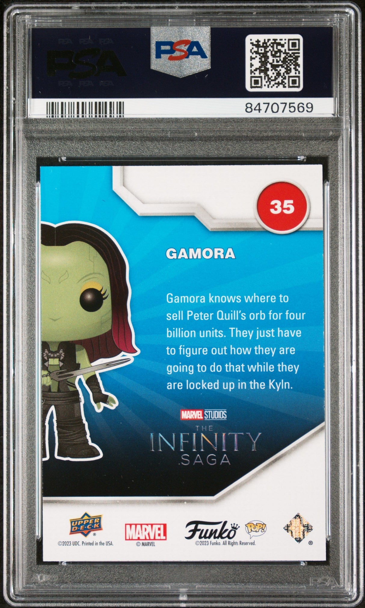 2023 UPPER DECK FUNKO POP MARVEL GAMORA PATINA #35 PSA 10