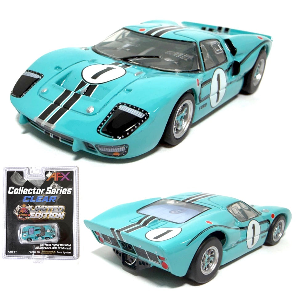 AFX Ford GT40 Mark II #1 Turquoise HO Slot Car for Auto World Exclusive 22131