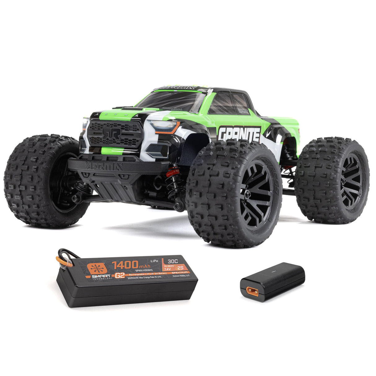 ARRMA ARA2102T3 1/18 GRANITE GROM MEGA 380 Cepillado 4X4 Monster Truck RTR con batería y cargador, verde