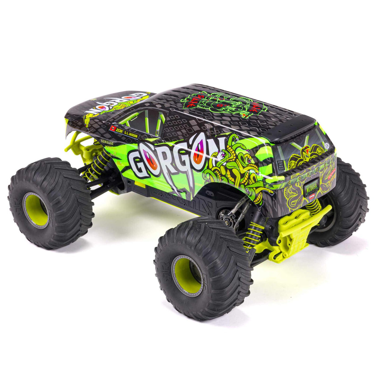 ARRMA ARA3230ST1 1/10 GORGON 4X2 MEGA 550 Monster Truck RTR cepillado con batería y cargador, amarillo