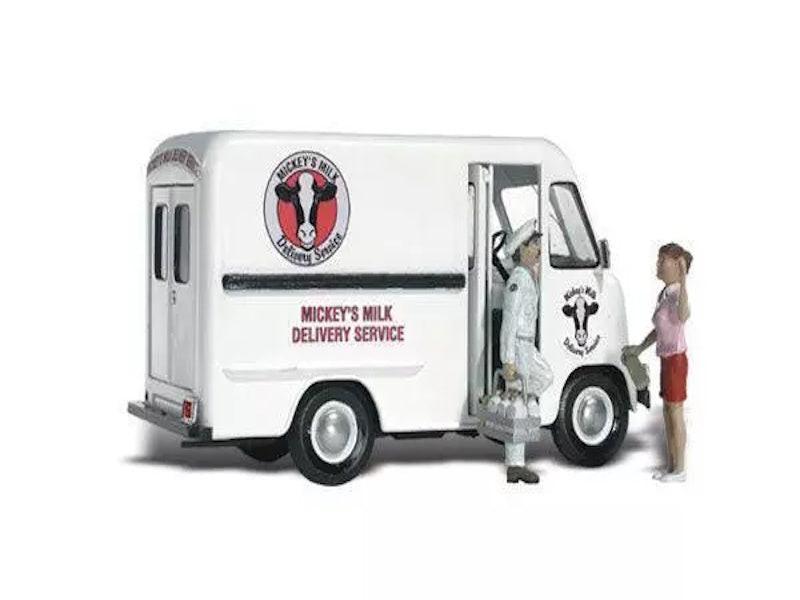 Woodland Scenics AS5329 N Mickey's Milk Deliver Trailer Train Figure / Vehicle AutoScenes
