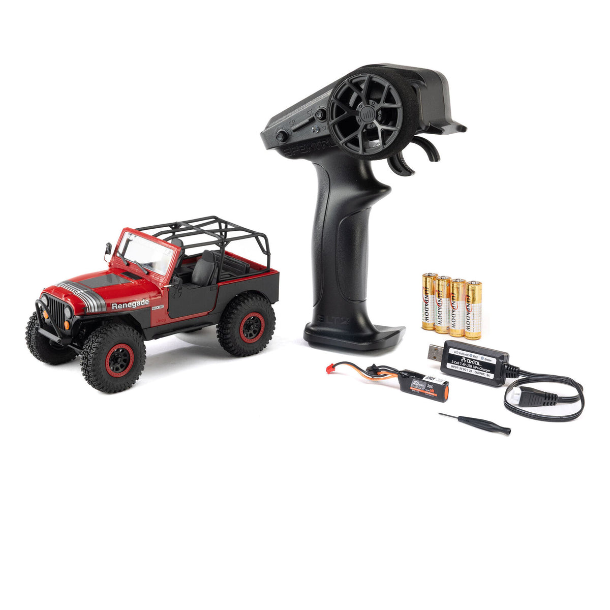 Axial AXI-3273T1 SCX30 Jeep CJ-7 Renegade 1/30 4WD RTR Scale Mini Crawler (Crawler Version) (Red) w/2.4GHz Radio, Battery & Charger